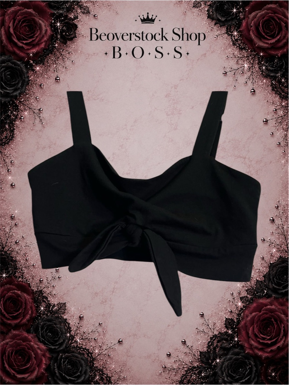 SHEIN Black Tie Front Crop Top – Petite XS (Preowned) - Picture 3 of 5